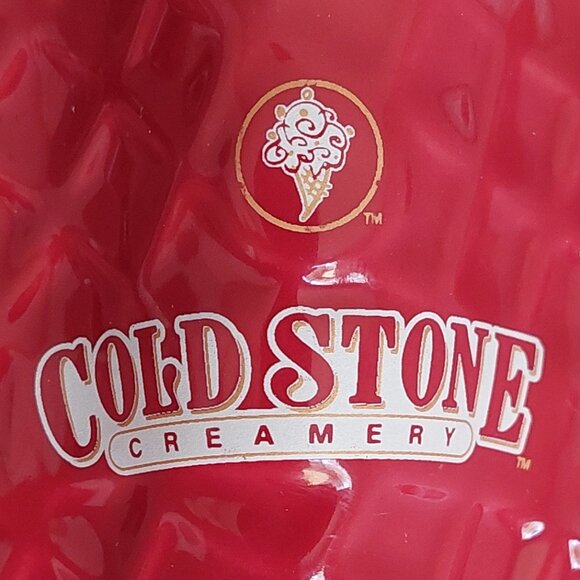 Set of 2 Cold Stone Creamery Red Ceramic Waffle Ice Cream Bowls - Picture 11 of 12